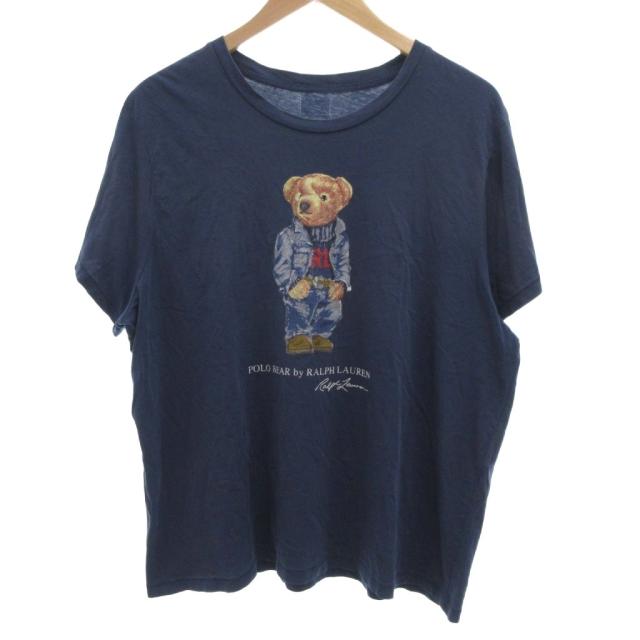 【中古】ポロ ラルフローレン Tシャツ カットソー 半袖 ポロベア シングルステッチ 紺 ネイビー /BS ☆AA★ ■GY19
