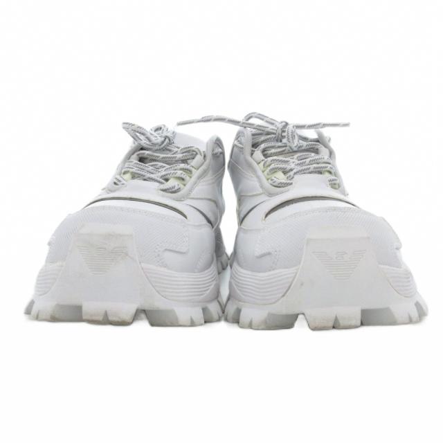 【中古】エンポリオアルマーニ EMPORIO ARMANI ダッド スニーカー シューズ ローカット イーグル ロゴ US8 26.0cm 白