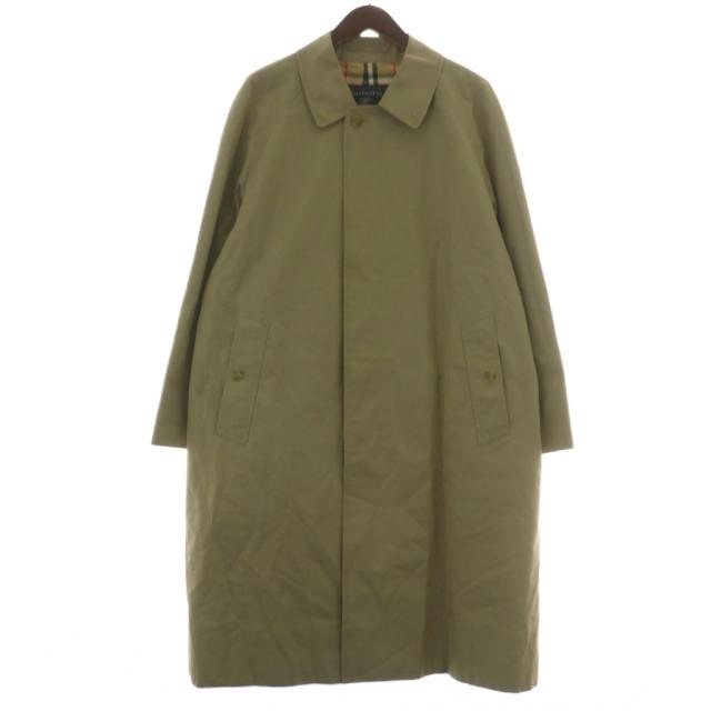 【中古】Burberrys ヴィンテージ ステンカラーコート アウター ロング 裏地ノバチェック 92-170-5 M カーキ