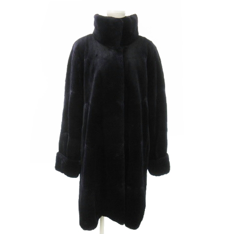 【中古】トゥアラヒカイネン TUA RAHIKAINEN ファーコート ロング丈 スタンドカラー シェアードミンク 毛皮 S 紫