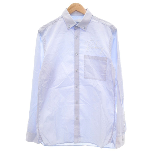 【中古】バーバリー ロンドン BURBERRY LONDON 美品 ボタンダウンシャツ BD 長袖 M 水色 ライトブルー ロゴ刺繍 /UO