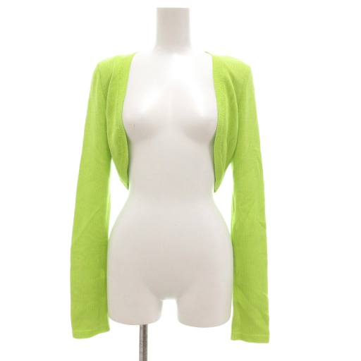 【中古】デイジーリンフォクシー DAISY LIN For FOXEY カーディガン トッパー コットンニット 38 ライムグリーン