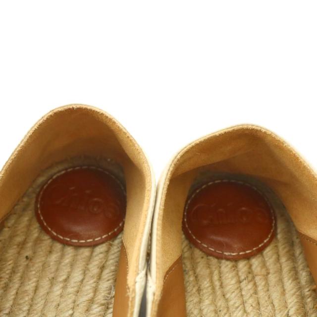 【中古】クロエ CHLOE Woody ウッディ エスパドリーユ スリッポン フラット シューズ レザー 35 22.5cm ベージュ