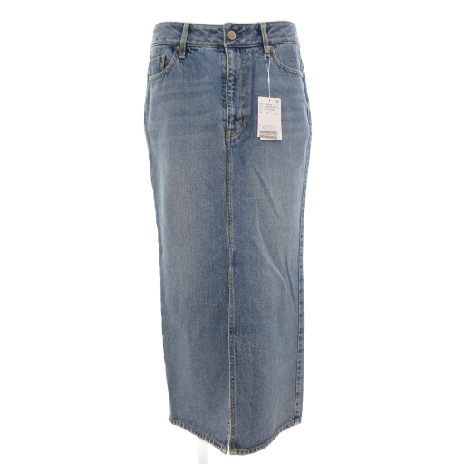 【中古】未使用品 ミューズ ドゥーズィエム クラス 24SS デニム ダブルスリット スカート ロング USED加工 38 ブルー