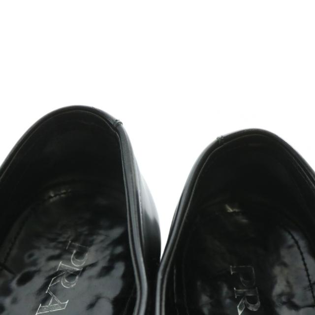 【中古】プラダ PRADA ビジネスシューズ ドレス 革靴 レザー スクエアトゥ ロゴ 6.5 25.5cm 黒 ブラック 1598