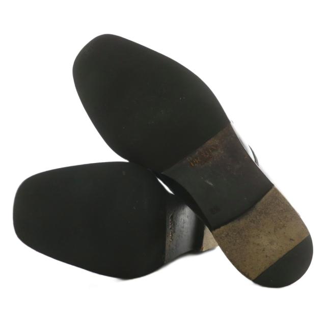 【中古】プラダ PRADA ビジネスシューズ ドレス 革靴 レザー スクエアトゥ ロゴ 6.5 25.5cm 黒 ブラック 1598