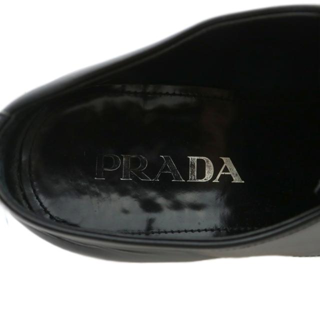 【中古】プラダ PRADA ビジネスシューズ ドレス 革靴 レザー スクエアトゥ ロゴ 6.5 25.5cm 黒 ブラック 1598