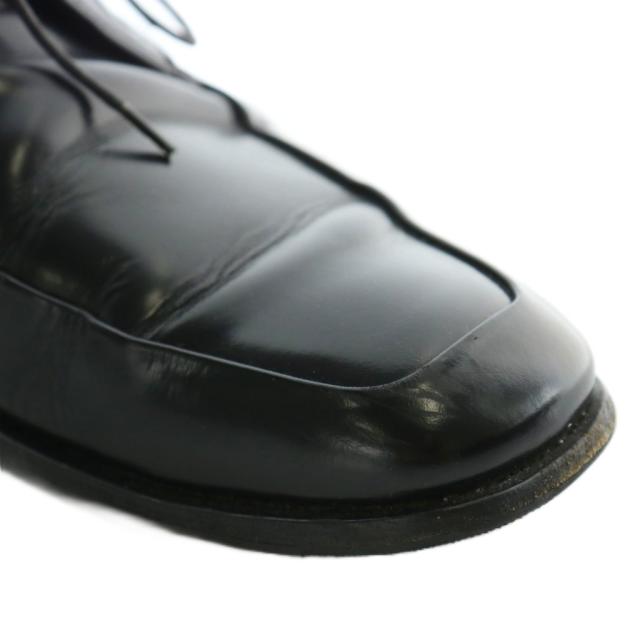 【中古】プラダ PRADA ビジネスシューズ ドレス 革靴 レザー スクエアトゥ ロゴ 6.5 25.5cm 黒 ブラック 1598