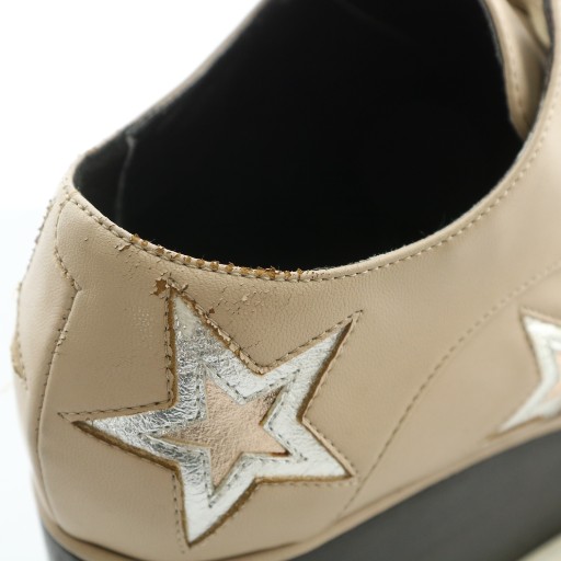 【中古】STELLA McCARTNEY ELYSE スニーカー フェイクレザー 厚底 スクエアトゥ 星 スター 35 22.5cm ベージュ 580196