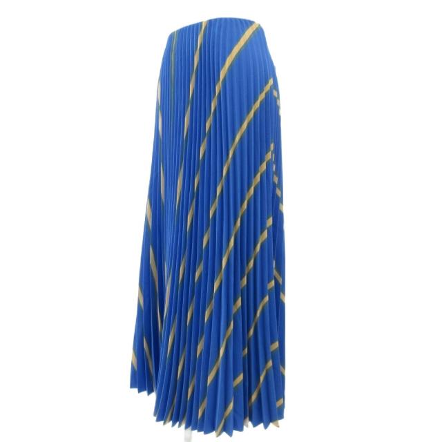 【中古】未使用品 マリメッコ marimekko Myy Puhveli プゥヴェリ プリーツ スカート フレア ロング 総柄 L 青 ブルー 中古】未使用品 マリメッコ marimekko Myy Puhveli プゥヴェリ