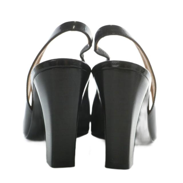 【中古】エルメス HERMES パンプス エナメル スクエアトゥ ハイヒール スリングバック 35.5 22.5cm 黒 ブラック