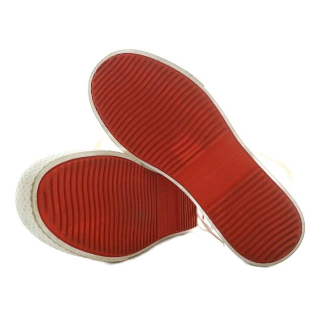 【中古】STELLA McCARTNEY WE ARE THE WEATHER スニーカー キャンバス ハイカット 総柄 ロゴ 35 22.5cm 白 赤