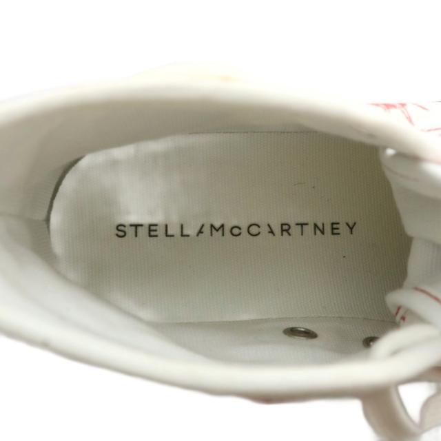 【中古】STELLA McCARTNEY WE ARE THE WEATHER スニーカー キャンバス ハイカット 総柄 ロゴ 35 22.5cm 白 赤