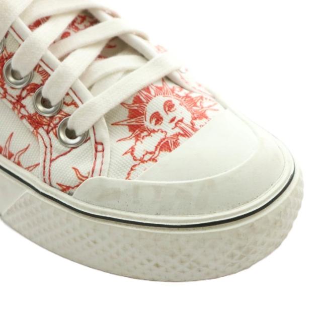 【中古】STELLA McCARTNEY WE ARE THE WEATHER スニーカー キャンバス ハイカット 総柄 ロゴ 35 22.5cm 白 赤