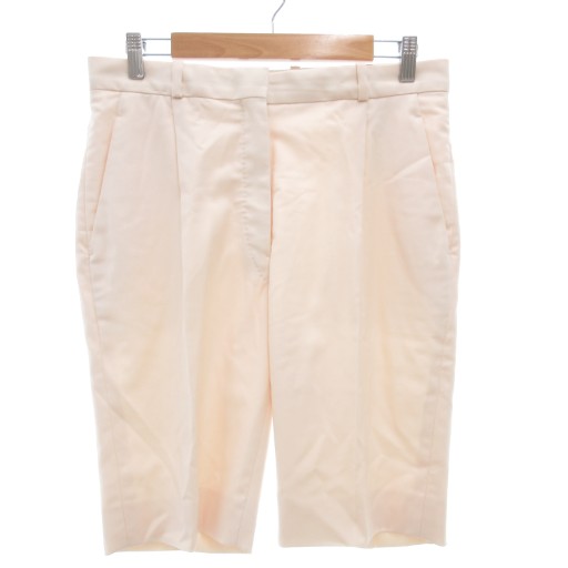 【中古】エルメス HERMES タックハーフパンツ ショート センタープレス ウール 裏地シルク 40 白 ホワイト /GV