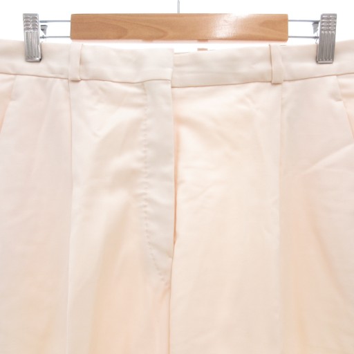 【中古】エルメス HERMES タックハーフパンツ ショート センタープレス ウール 裏地シルク 40 白 ホワイト /GV_2