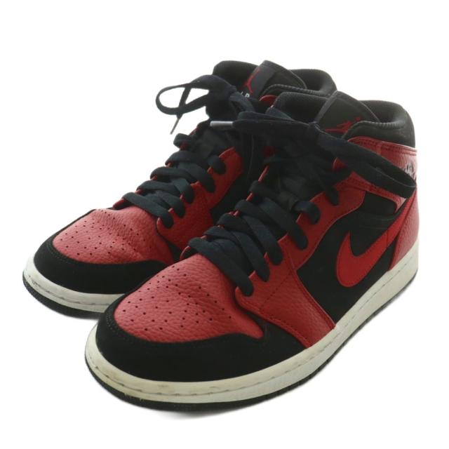 【中古】ナイキ NIKE Air Jordan 1 Mid Reverse Bred スニーカー レザー ハイカット US7.5 25.5cm 赤 黒 554724-054