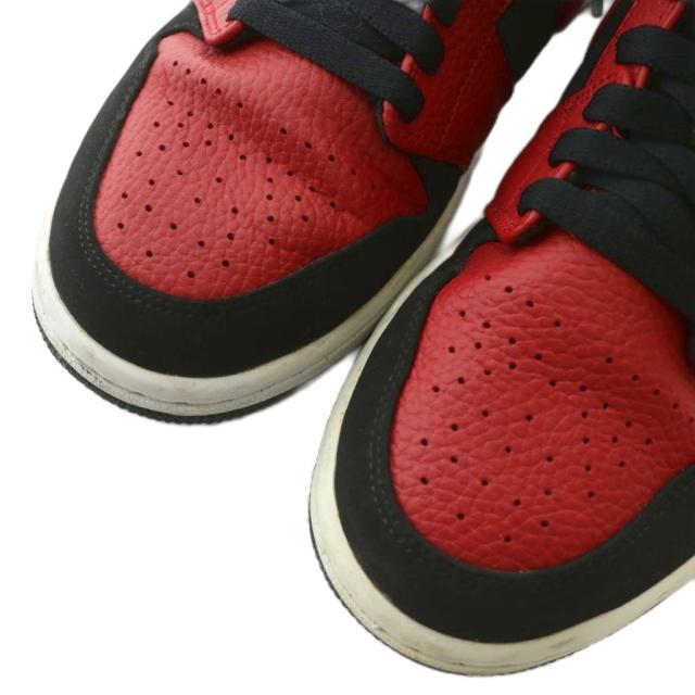 【中古】ナイキ NIKE Air Jordan 1 Mid Reverse Bred スニーカー レザー ハイカット US7.5 25.5cm 赤 黒 554724-054