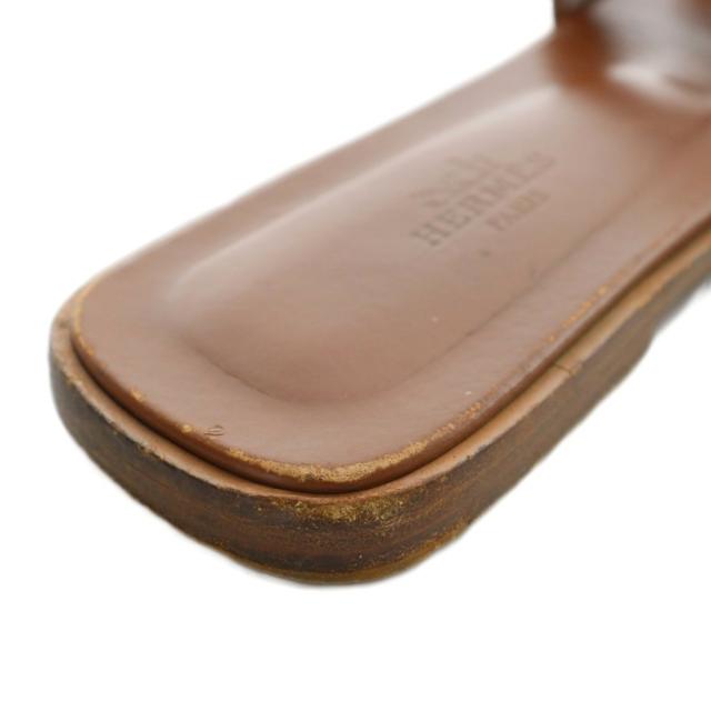 中古】エルメス HERMES オラン サンダル レザー オープントゥ フラット