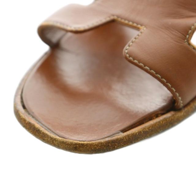 中古】エルメス HERMES オラン サンダル レザー オープントゥ フラット