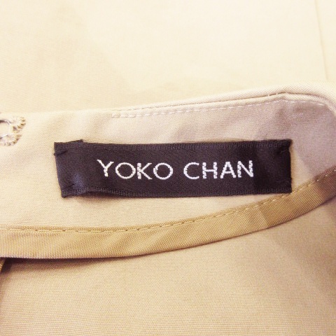 【中古】ヨーコチャン YOKO CHAN ワンピース ノースリーブ ひざ丈 バックジップ タック 無地 シンプル 38 M ベージュ