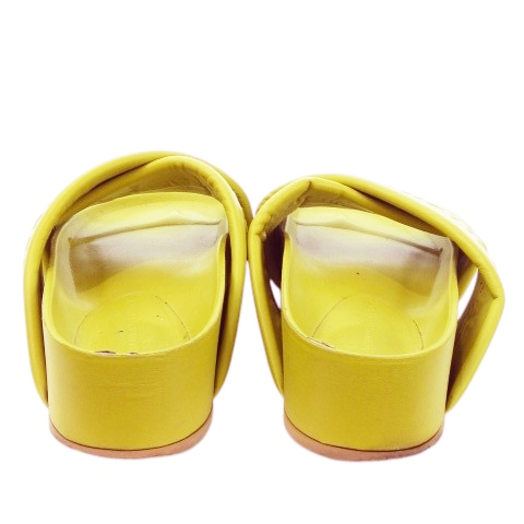 【中古】ステラマッカートニー STELLA McCARTNEY クロスサンダル ミュール 厚底 フェイクレザー ロゴ 38 24.5cm 黄