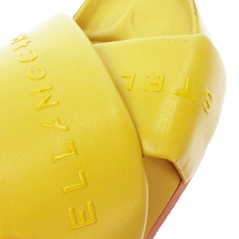 【中古】ステラマッカートニー STELLA McCARTNEY クロスサンダル ミュール 厚底 フェイクレザー ロゴ 38 24.5cm 黄