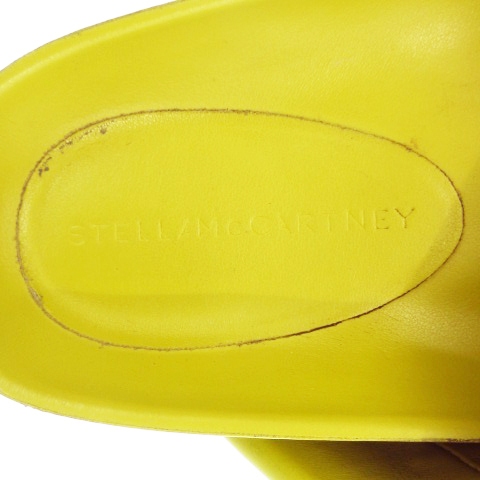 【中古】ステラマッカートニー STELLA McCARTNEY クロスサンダル ミュール 厚底 フェイクレザー ロゴ 38 24.5cm 黄
