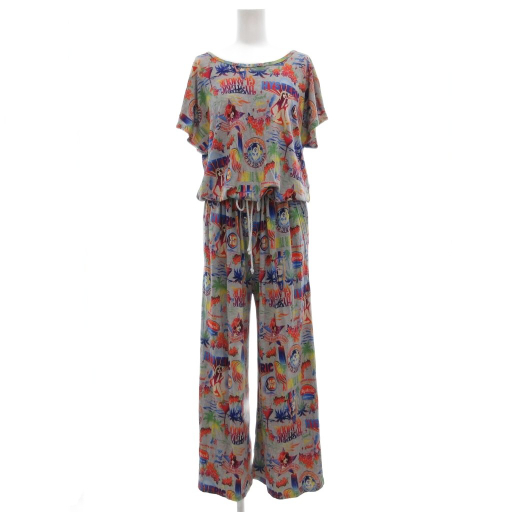 【中古】ヒステリックグラマー HYSTERIC GLAMOUR SUPER THIRSTY オールインワン サロペット プリント F