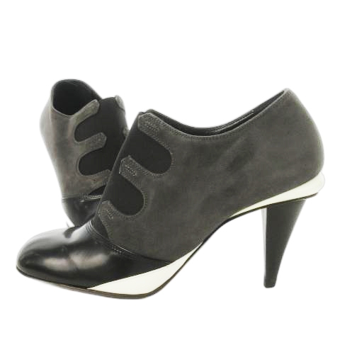 【中古】フェンディ FENDI ブーティ ブープス ゴア レザー 革 スエード 切替 ハイヒール 配色 36 23.0cm グレー