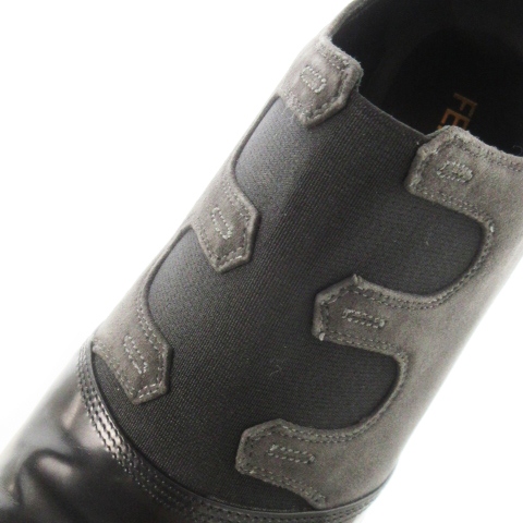 【中古】フェンディ FENDI ブーティ ブープス ゴア レザー 革 スエード 切替 ハイヒール 配色 36 23.0cm グレー