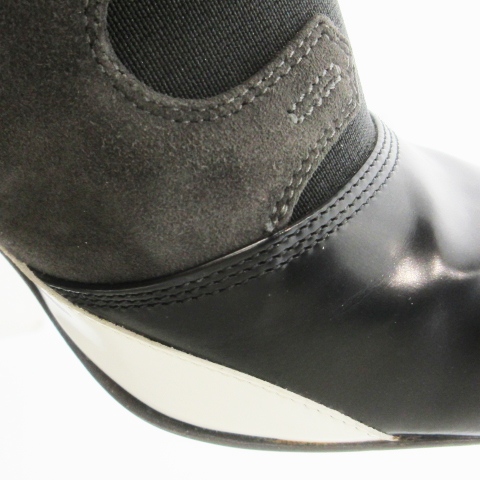 【中古】フェンディ FENDI ブーティ ブープス ゴア レザー 革 スエード 切替 ハイヒール 配色 36 23.0cm グレー