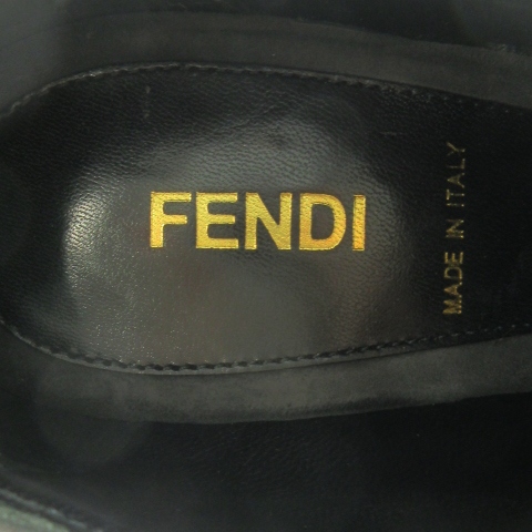 【中古】フェンディ FENDI ブーティ ブープス ゴア レザー 革 スエード 切替 ハイヒール 配色 36 23.0cm グレー