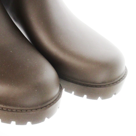 【中古】未使用品 コーチ COACH レインブーツ 長靴 内側ゴア 切替 シグネチャー 花柄 ローズ 6 23.0cm 茶 ブラウン