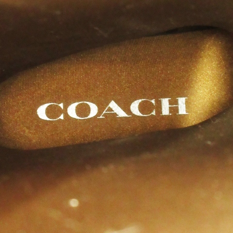 【中古】未使用品 コーチ COACH レインブーツ 長靴 内側ゴア 切替 シグネチャー 花柄 ローズ 6 23.0cm 茶 ブラウン