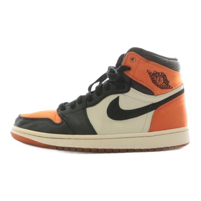 【中古】NIKE Women's Air Jordan 1 High Satin Shattered Backboard スニーカー US10 27cm 黒 オレンジ AV3725-010