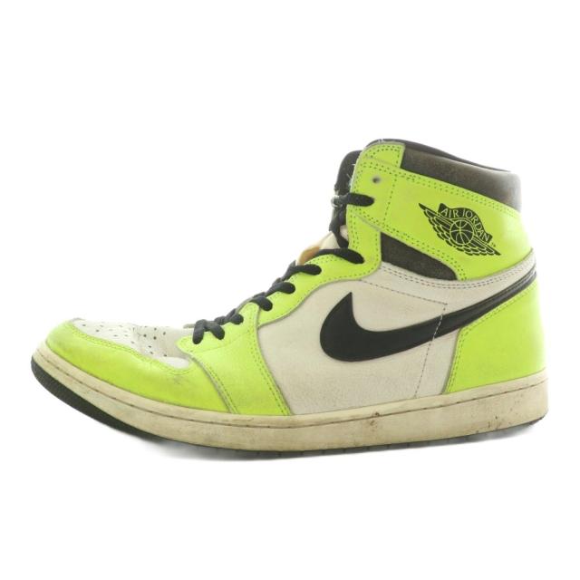 【中古】NIKE Air Jordan 1 High OG Volt Visionaire スニーカー レザー ハイカット US12 30cm 黄色 白 555088-702