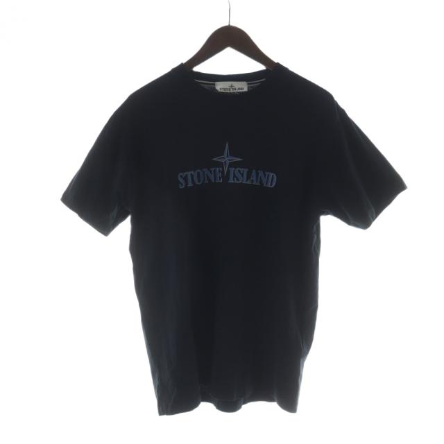 【中古】ストーンアイランド STONE  Tシャツ カットソー ロゴ プリント クルーネック半袖 M 黒 81152NS80