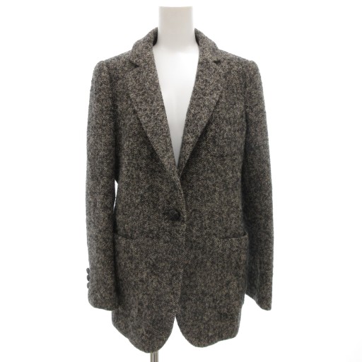 【中古】アクアスキュータム AQUASCUTUM ロロピアーナ地 テーラードジャケット ウール アルパカ混 10 黒 ブラック