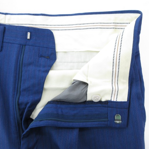 【中古】スキャバル SCABAL SUPER 140'S MOTS セットアップ スーツ ジャケット パンツ ストライプ 青 ブルー 春夏_6