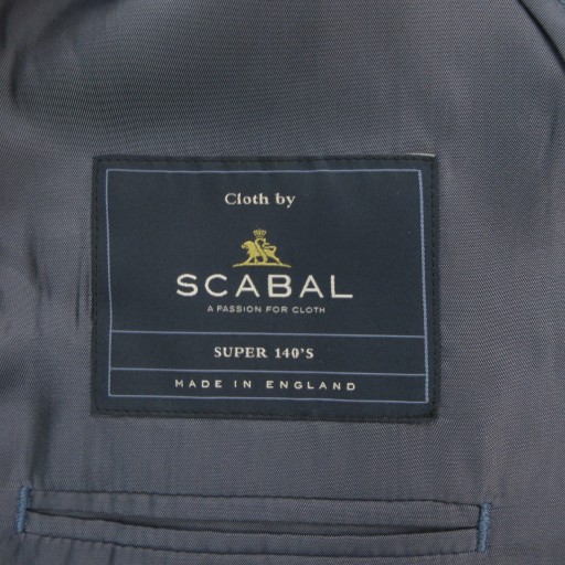 【中古】スキャバル SCABAL SUPER 140'S MOTS セットアップ スーツ ジャケット パンツ ストライプ 青 ブルー 春夏_7