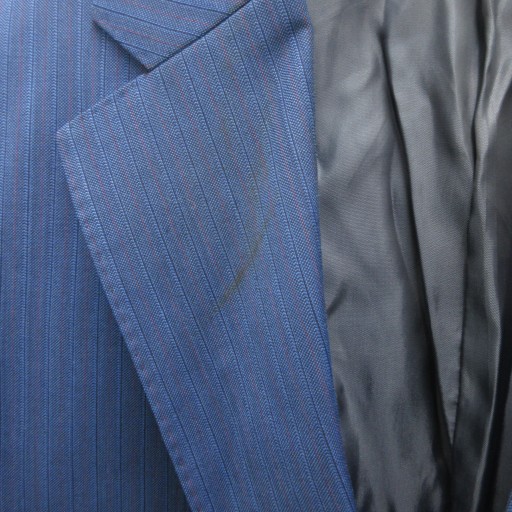 【中古】スキャバル SCABAL SUPER 140'S MOTS セットアップ スーツ ジャケット パンツ ストライプ 青 ブルー 春夏_8