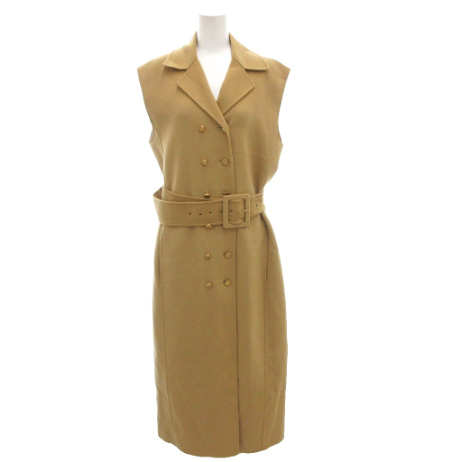 【中古】スポーツマックス マックスマーラ SPORT MAX クチアマーノ カシミヤ混 ロング ジレベスト ダブル 42 ベージュ