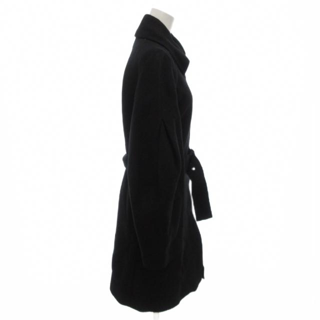 【中古】エンポリオアルマーニ EMPORIO ARMANI ステンカラーコート ひざ丈 スナップボタン アルパカ混 ベルト 40 黒 中古】エンポリオアルマーニ EMPORIO ARMANI ステンカラーコート ひざ