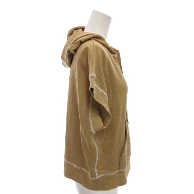 【中古】ヘルノ HERNO パーカー フーディ プルオーバー ロゴ ゴールドカラー金具 42 茶 ブラウン フレンチスリーブ 中古】ヘルノ HERNO パーカー フーディ プルオーバー ロゴ ゴールド