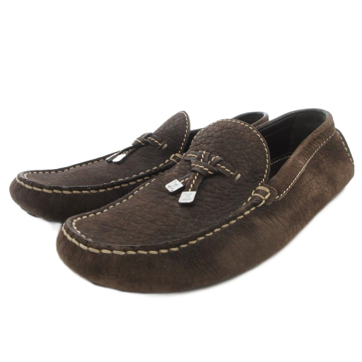 【中古】ルイヴィトン LOUIS VUITTON タッセル ドライビングシューズ ローファー スエードレザー 本革 6.5 茶