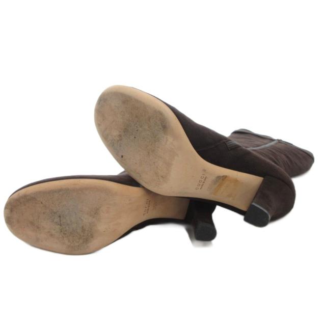 中古】グッチ GUCCI ロング ブーツ スエード レザー サイドジップ