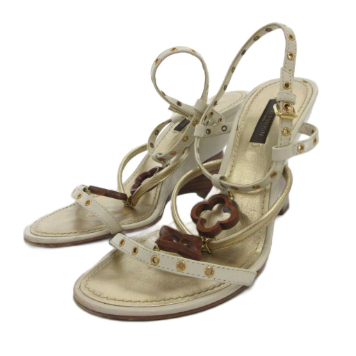 中古】ルイヴィトン LOUIS VUITTON サンダル ウェッジソール ウッド