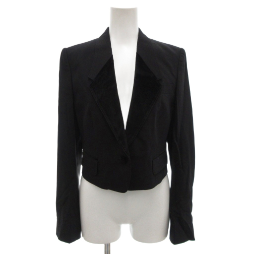 【中古】未使用品 ドルチェ&ガッバーナ タグ付き スペンサージャケット テーラード 38 黒 ベロア フォーマル