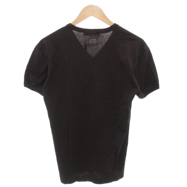 【中古】ドルチェ&ガッバーナ ドルガバ DOLCE&GABBANA Tシャツ カットソー Vネック 44 茶 ブラウン ロゴプレート_1